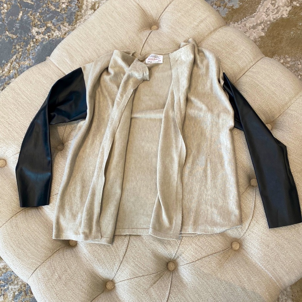 Zara Kids Knit & Leather sleeved sweater Size 9-10 Used-in excellent condition